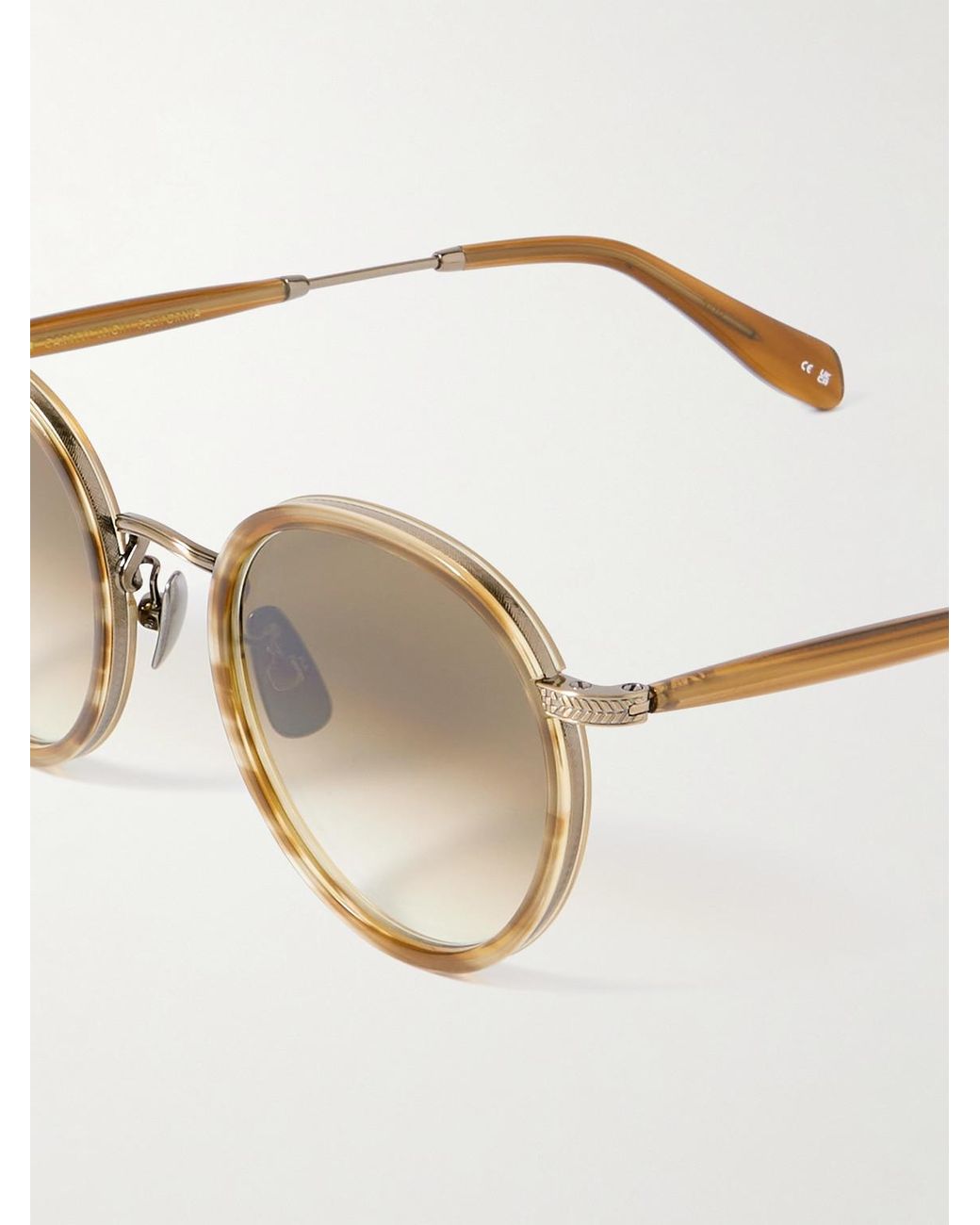 Garrett Leight Natural Wilson X Sun Round-Frame Acetate And-Tone Titanium Sunglasses for men