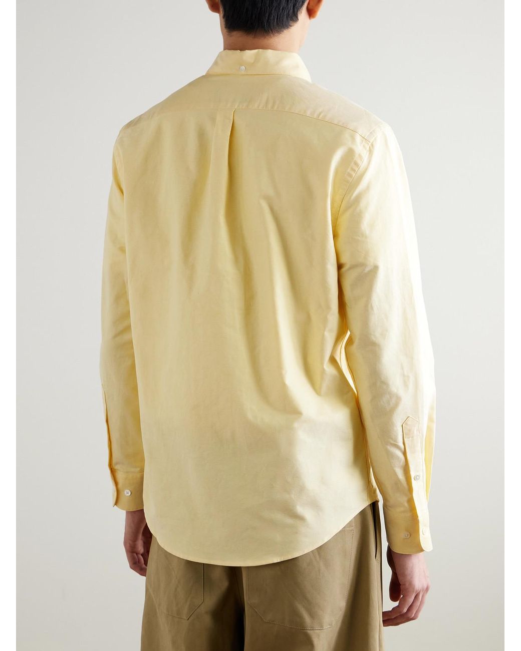 Portuguese Flannel Yellow Belavista Button-Down Collar Cotton Shirt for men