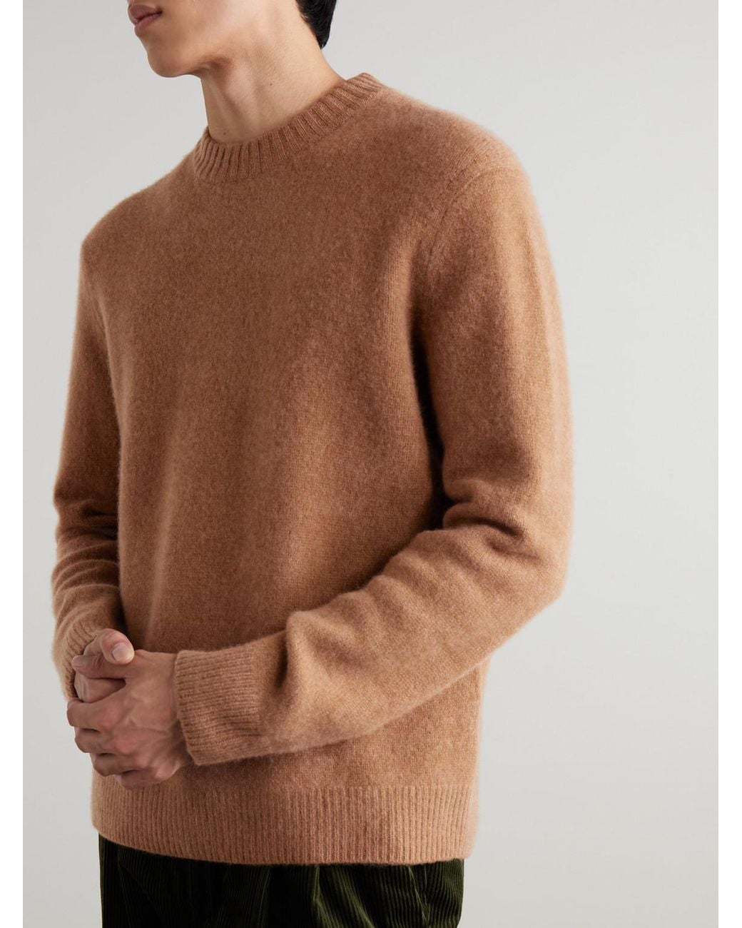 Brushed-Cashmere Sweater di Mr P. in Brown da Uomo