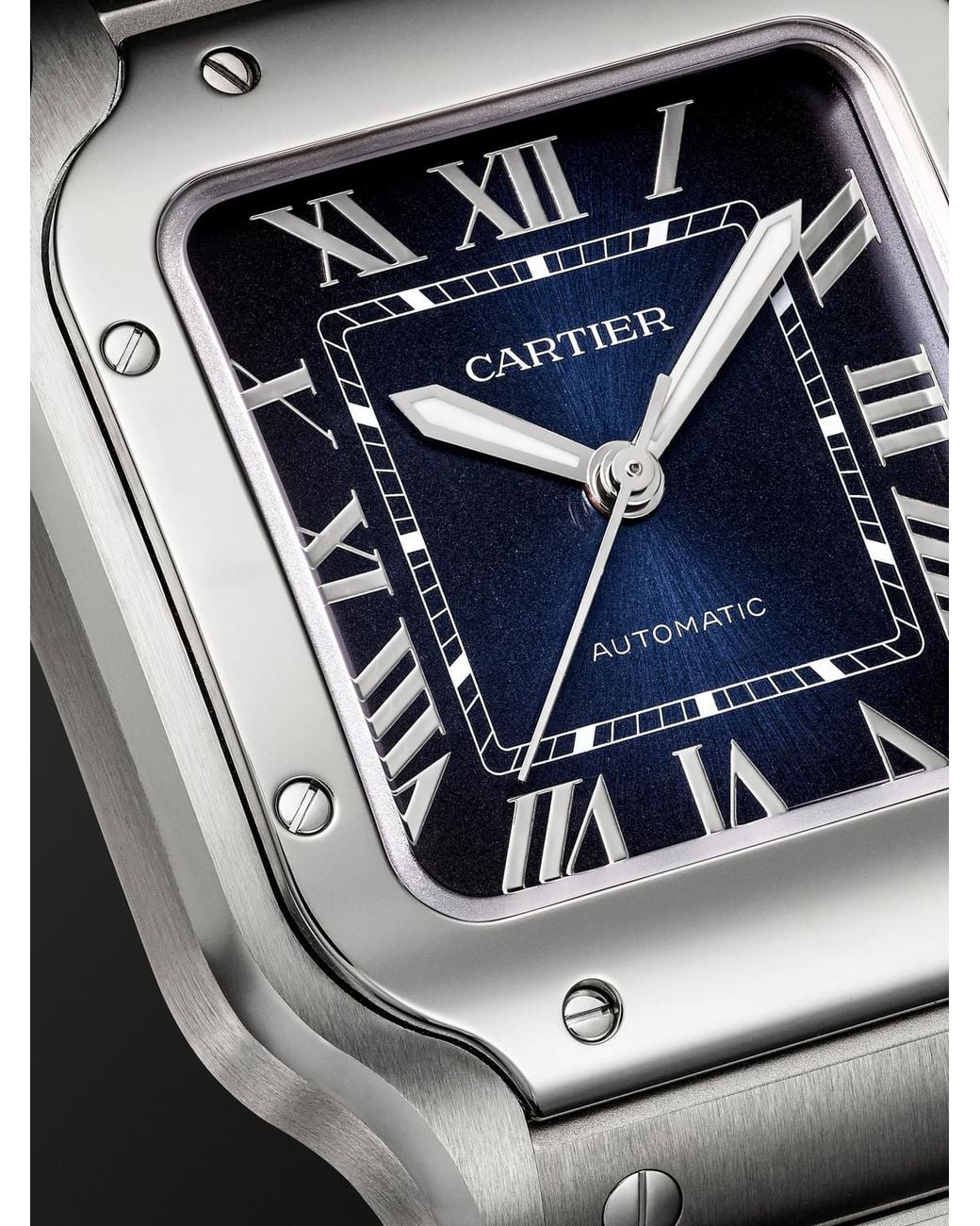 Cartier Black Santos De Automatic Interchangeable Stainless Steel Watch, Ref. Wssa0063 for men