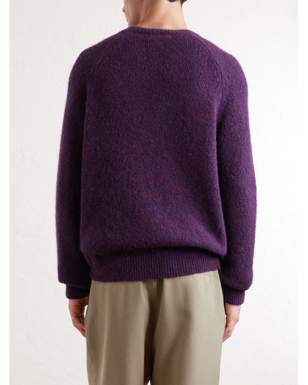 Dries Van Noten Purple Brushed Alpaca-Blend Sweater for men