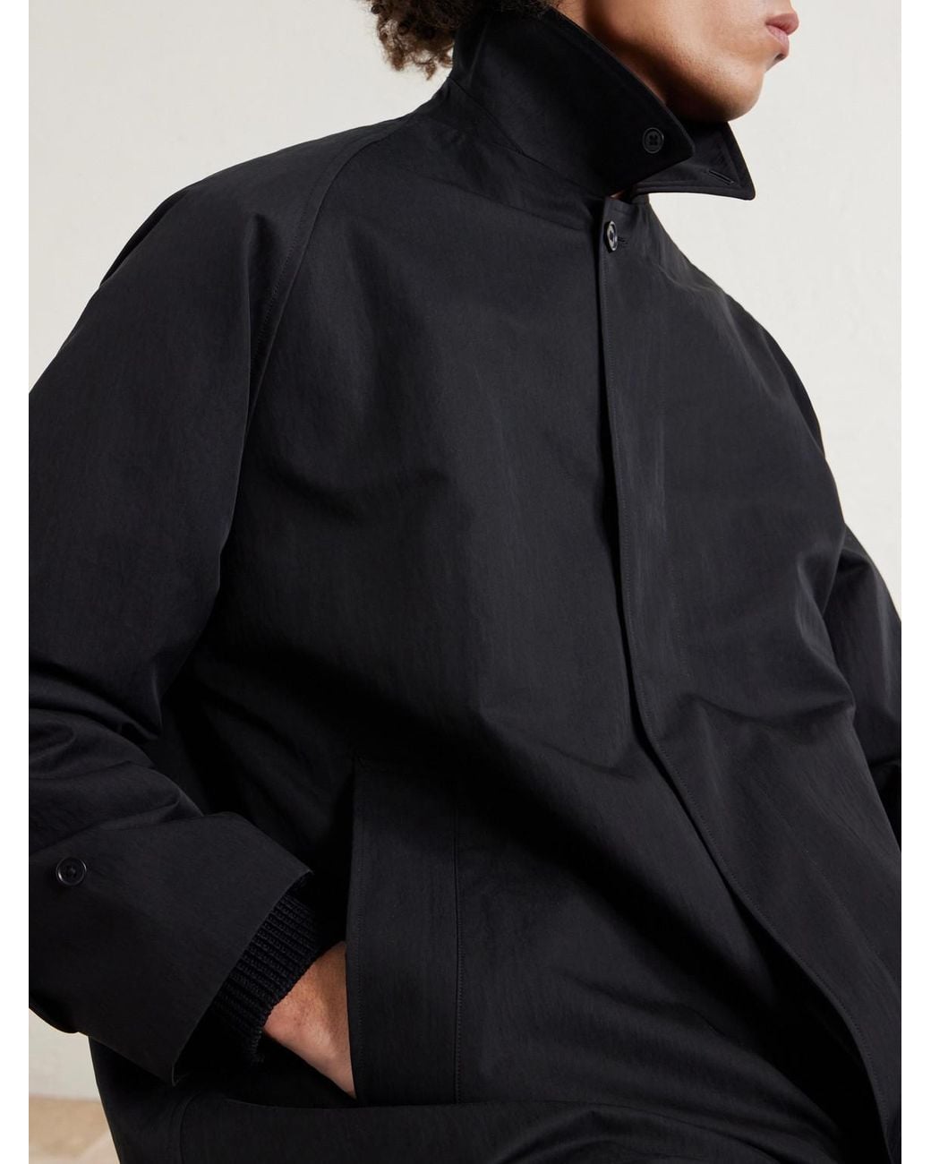 Kaptain Sunshine Black Walker Cotton-Blend Twill Coat for men
