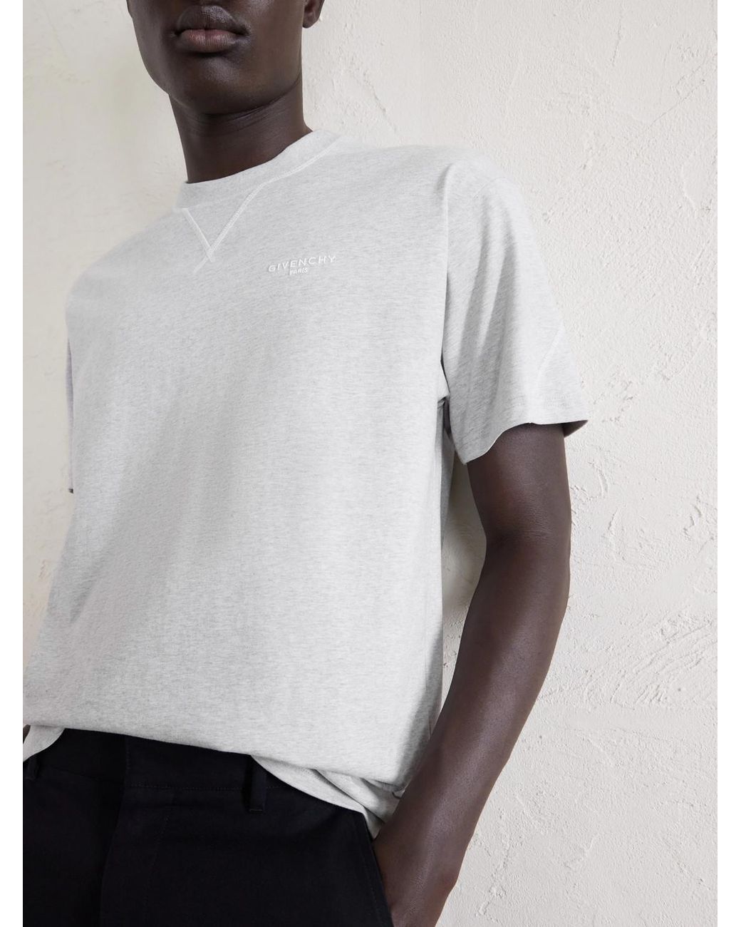 Givenchy White Logo-Embroidered Cotton-Jersey T-Shirt for men