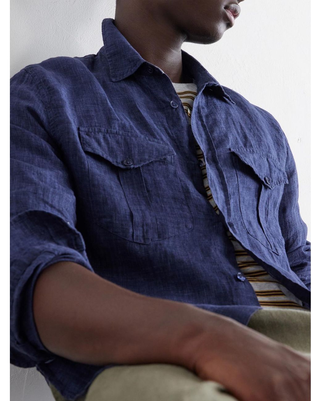 Orlebar Brown Blue Colburn Linen Shirt for men