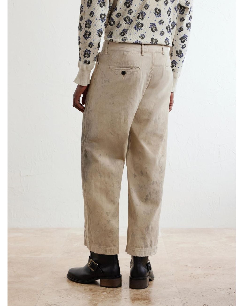 Enfants Riches Deprimes Natural Straight-Leg Distressed Cotton And Linen-Blend Trousers for men