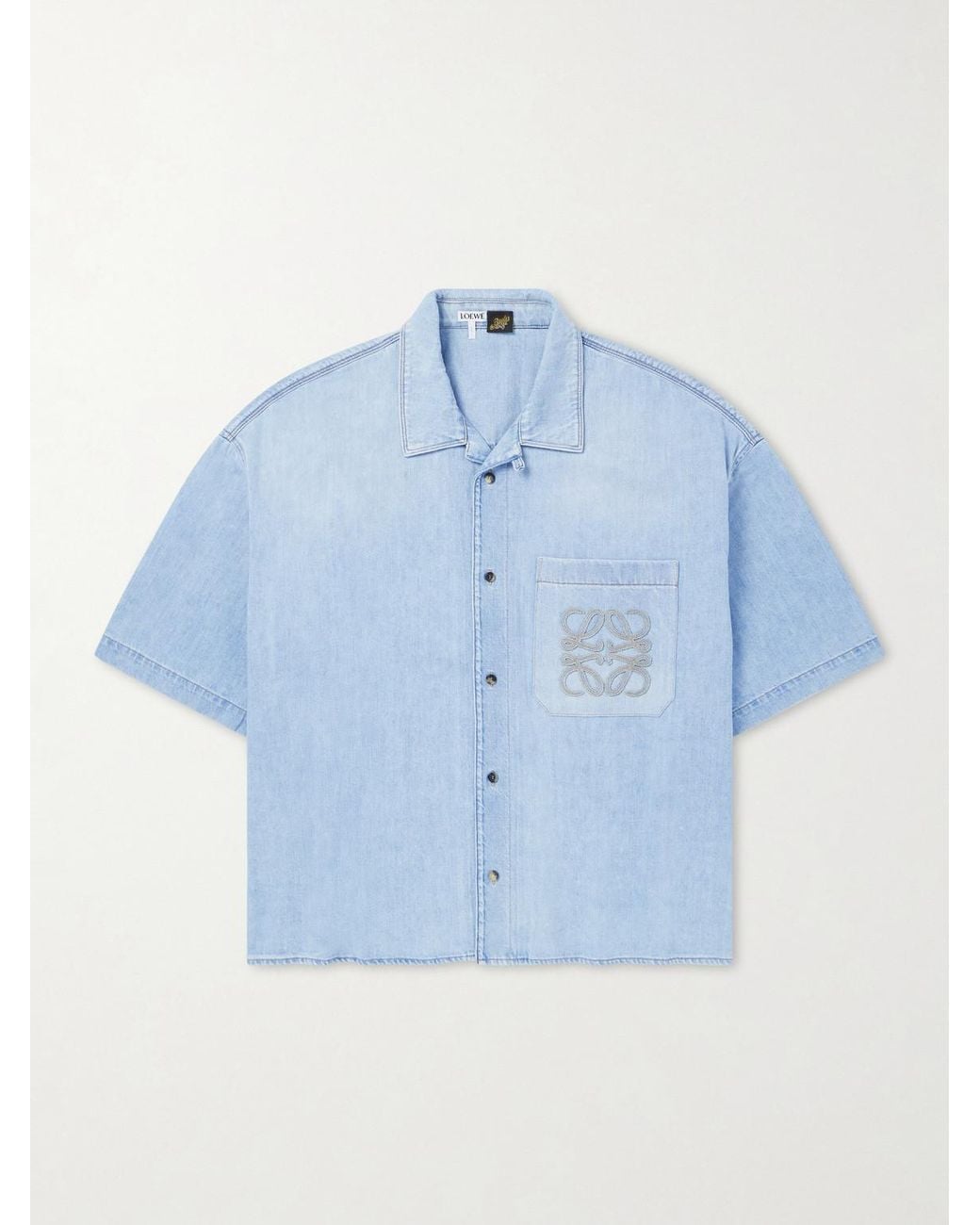 Loewe Blue Paula's Ibiza Logo-Embroidered Denim Shirt for men