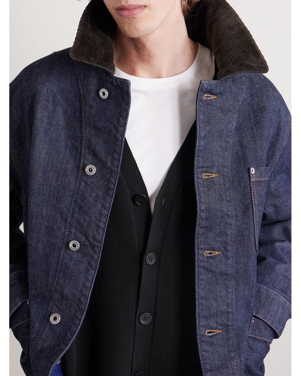 Loewe Black Anagram-Jacquard Wool-Blend Cardigan for men