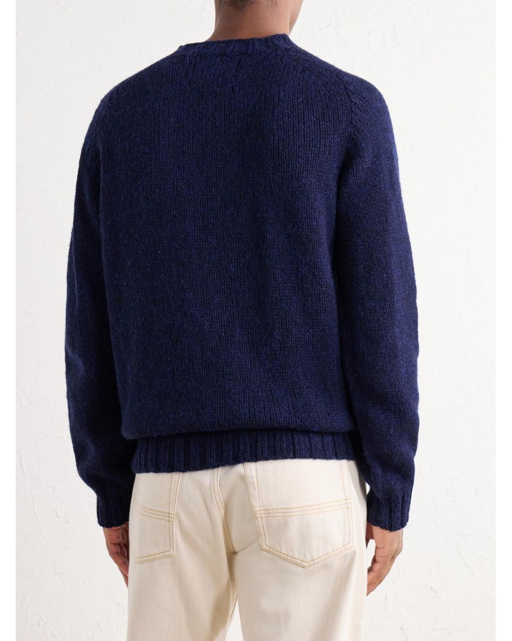 Barbour Blue Cable-Knit Wool Sweater for men