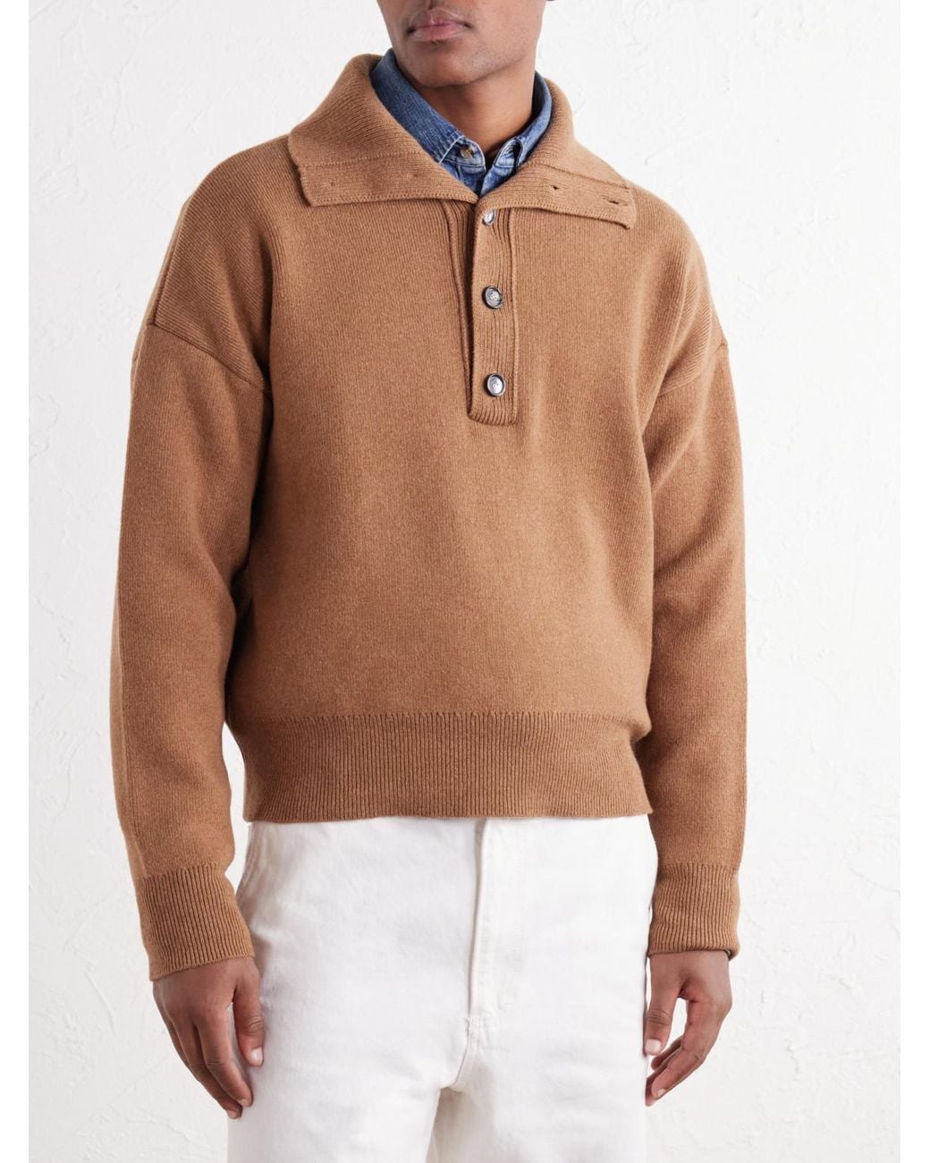 AMI Brown Merino Wool Sweater for men