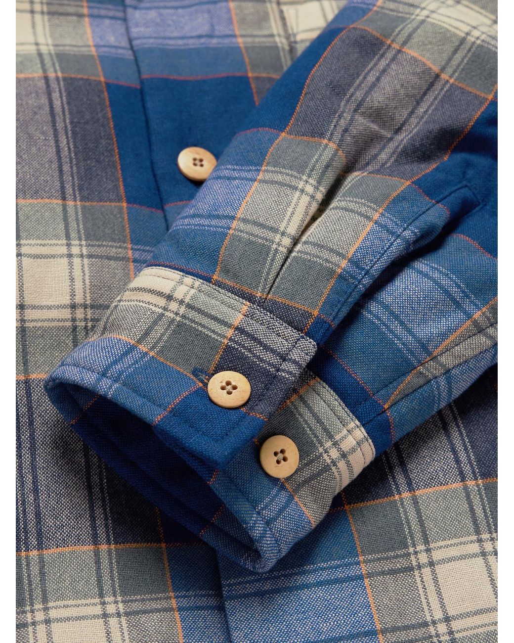 Visvim Blue Keesey Checked Wool And Linen-blend Flannel Down Jacket for men