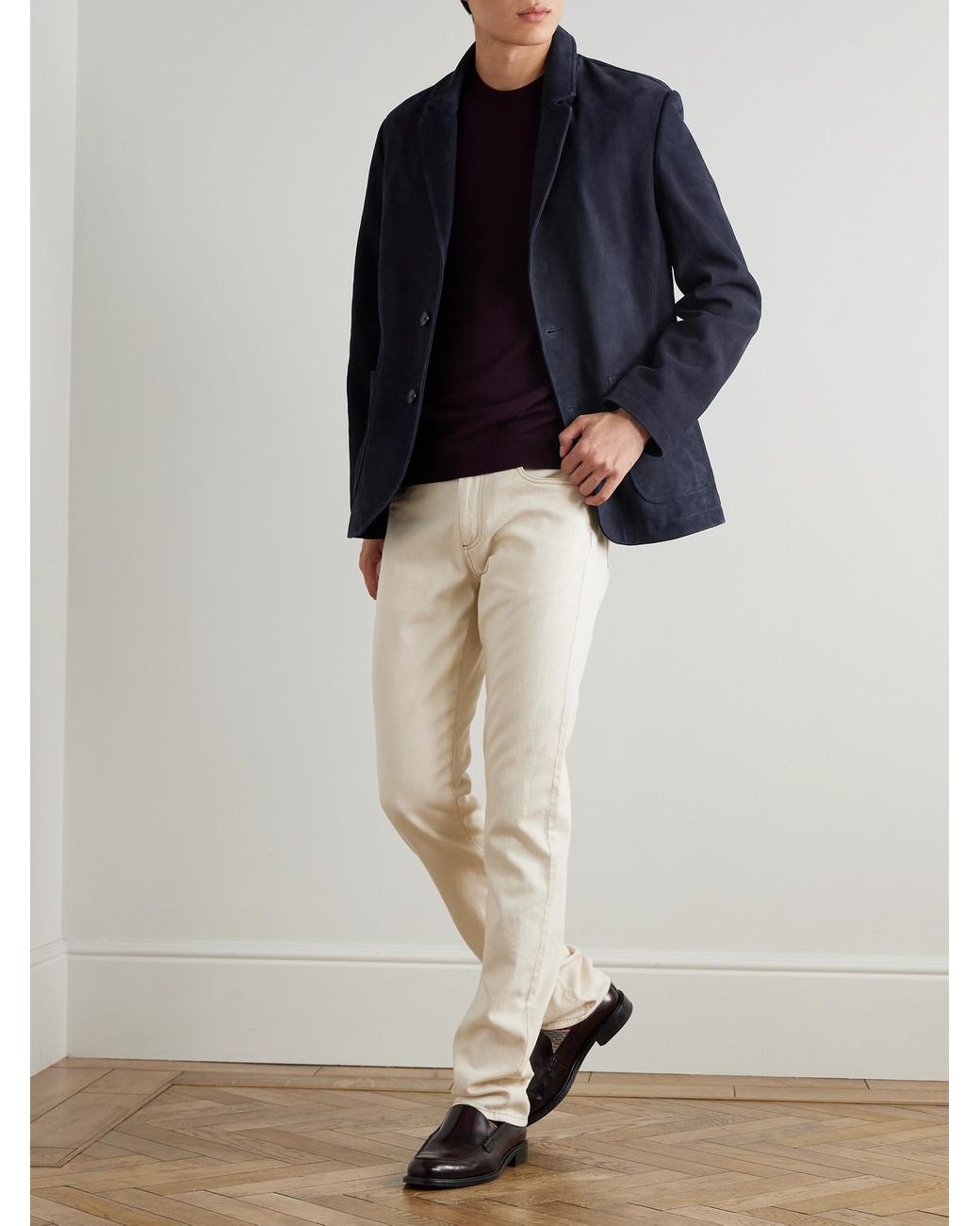 Mr P. Blue Suede Suit Jacket for men