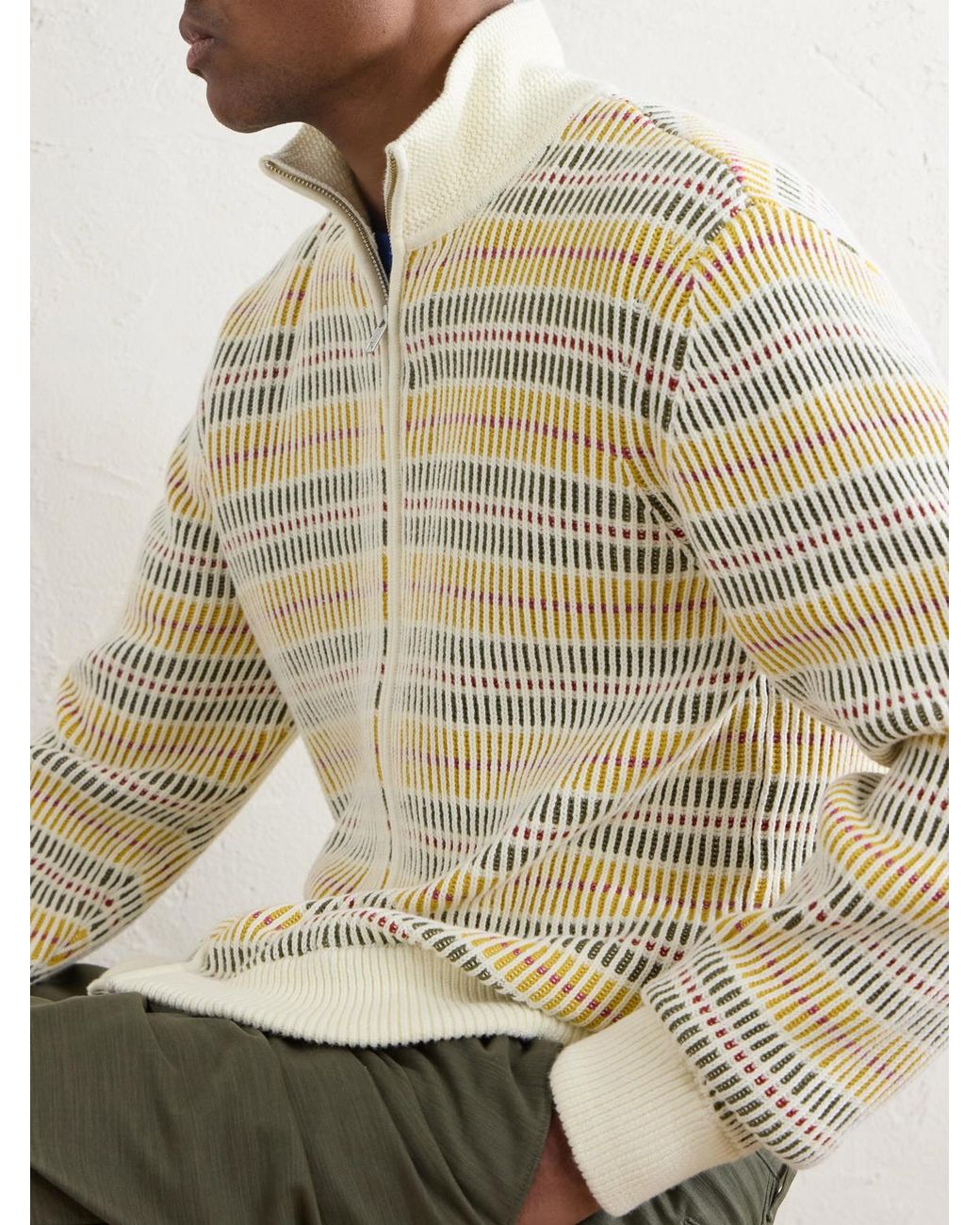 Aimé Leon Dore Natural Cable-Knit Cotton Zip-Up Sweater for men