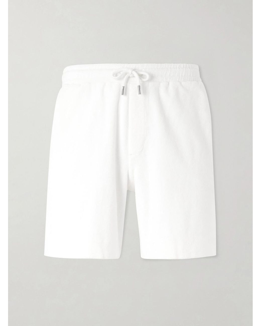 Mr P. White Straight-Leg Organic Cotton And Silk-Blend Terry Shorts for men