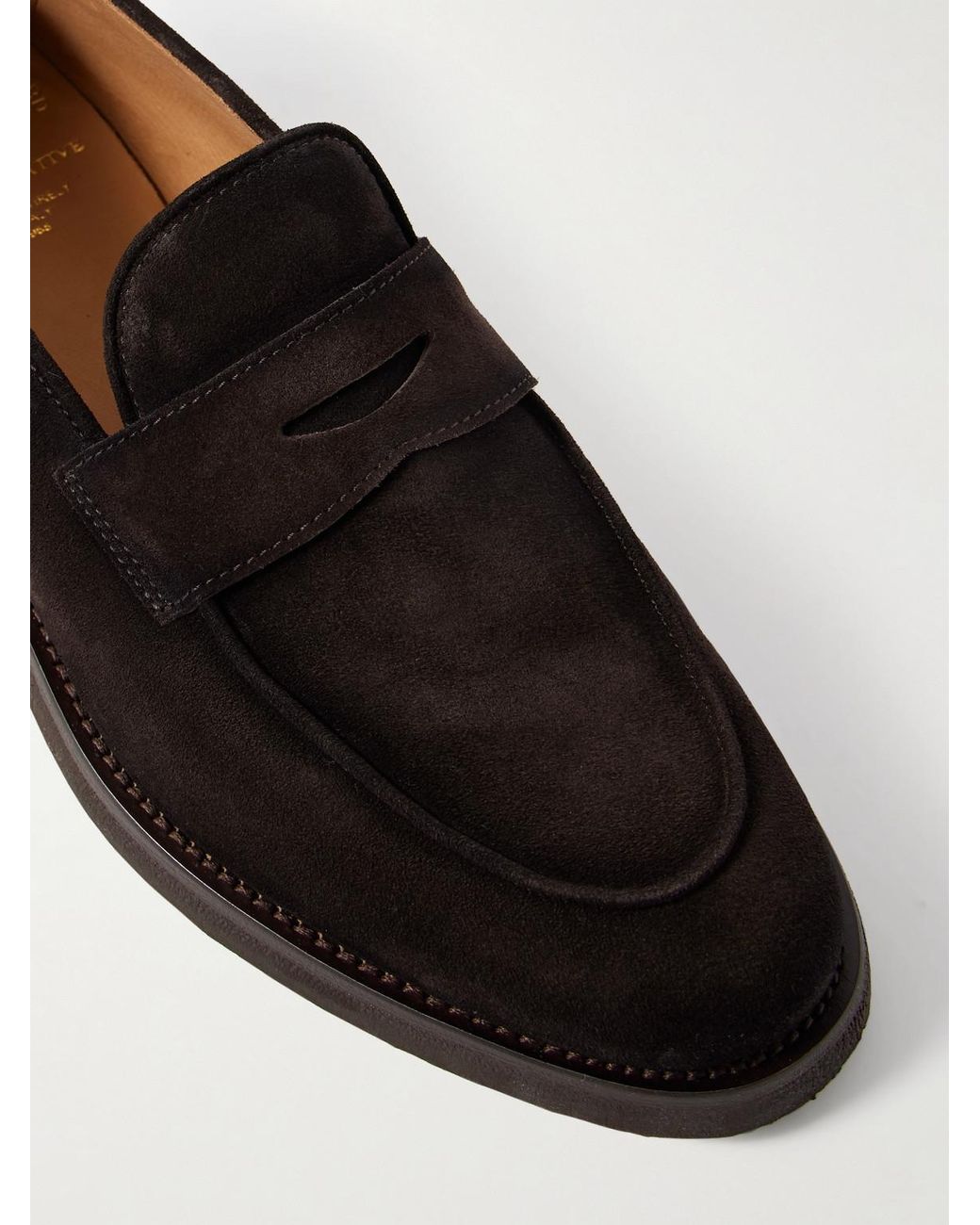 Officine Creative Black Opera 001 Suede Penny Loafers for men