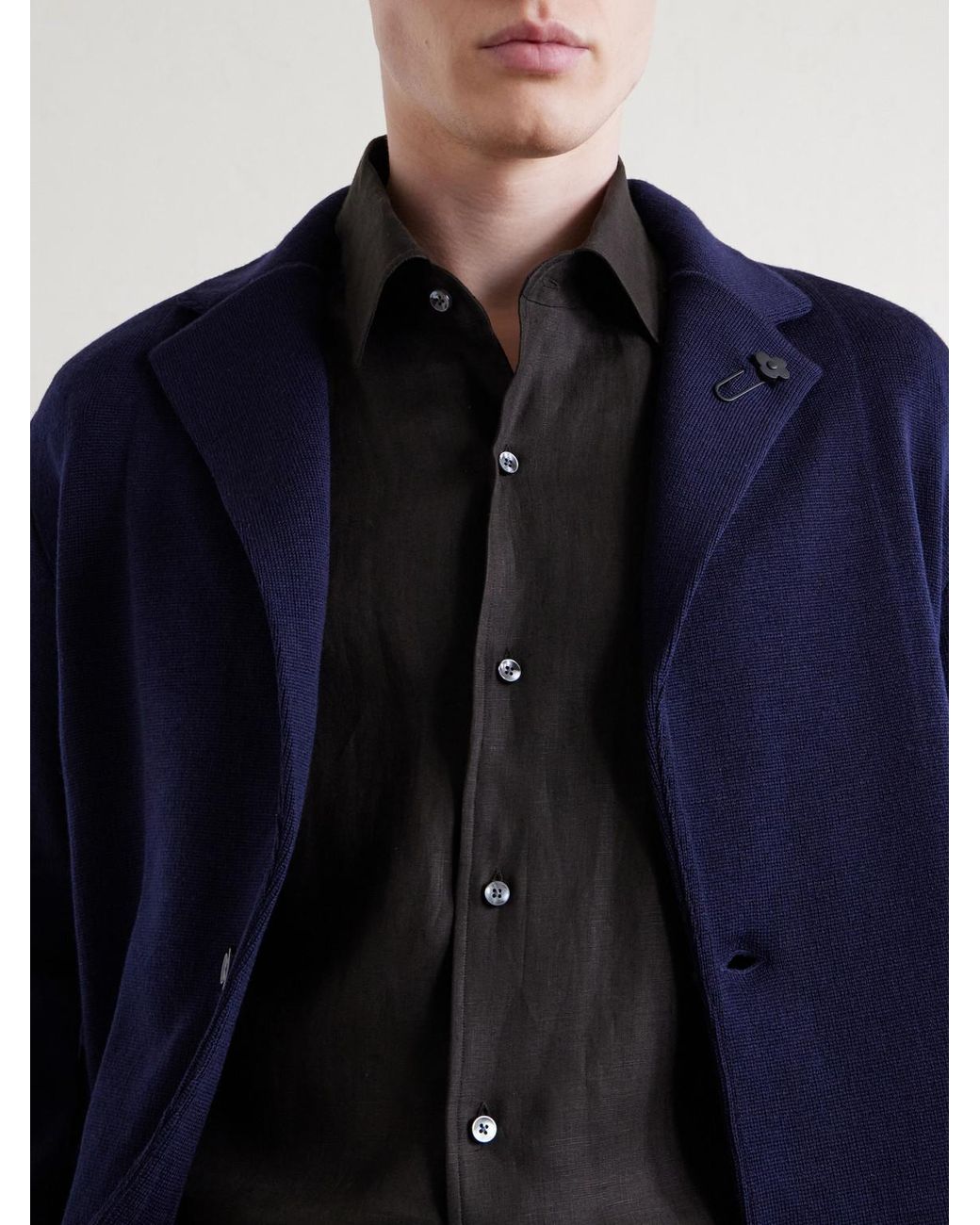 Lardini Blue Knitted Virgin Wool Blazer for men