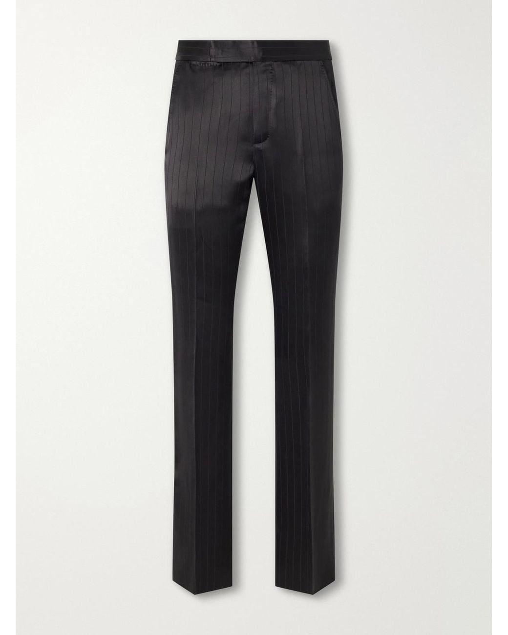 Tom Ford Blue Straight-Leg Pinstriped Satin Suit Trousers for men