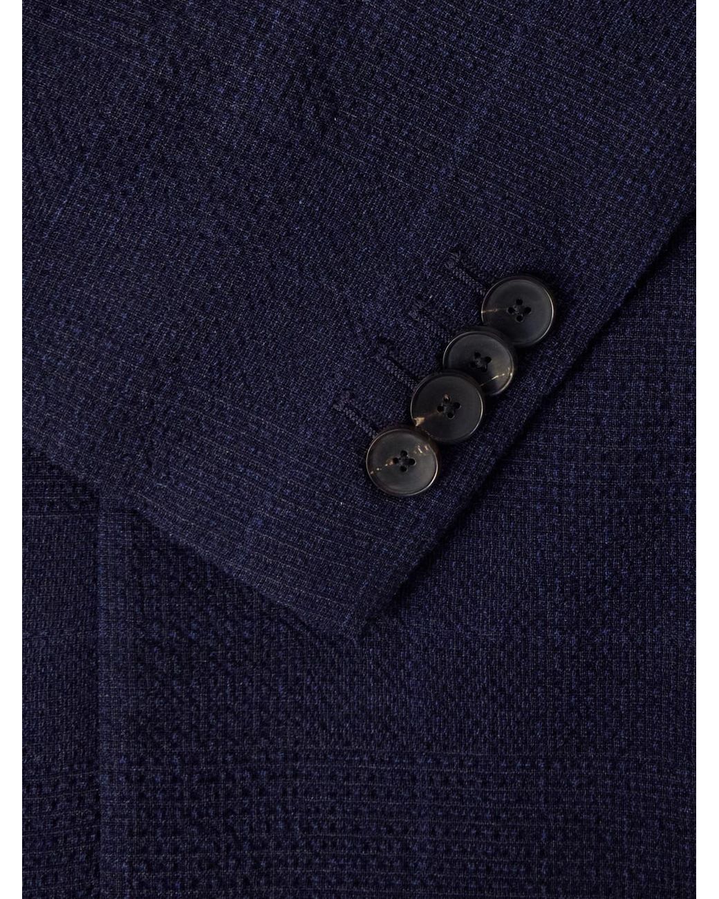 Mr P. Blue Double-Breasted Checked Wool-Blend Suit Jacket for men