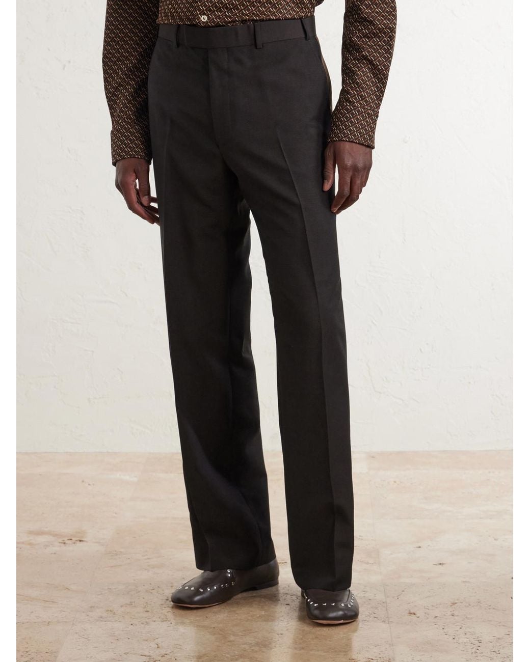 Wales Bonner Black Alto Straight-Leg Virgin-Wool Trousers for men