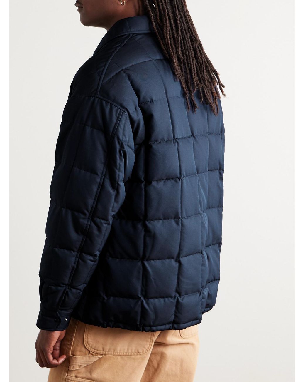 Visvim Blue Coach Appliquéd Quilted Wool And Silk-Blend Twill Down Jacket for men