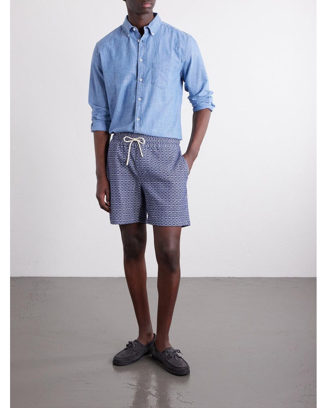 Portuguese Flannel Blue Cotton-Chambray Shirt for men