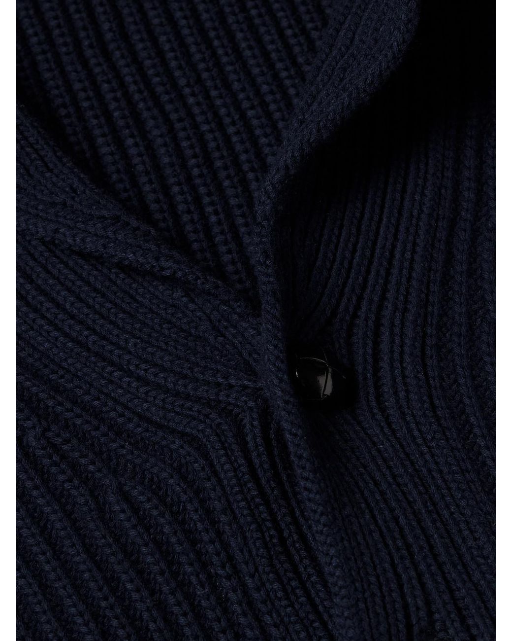 Mr P. Blue Shawl-Collar Ribbed Cotton And Cashmere-Blend Cardigan for men