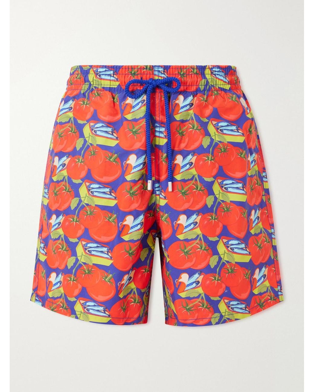 Vilebrequin Red Moorea Straight-Leg Mid-Length Printed Recycled Swim Shorts for men
