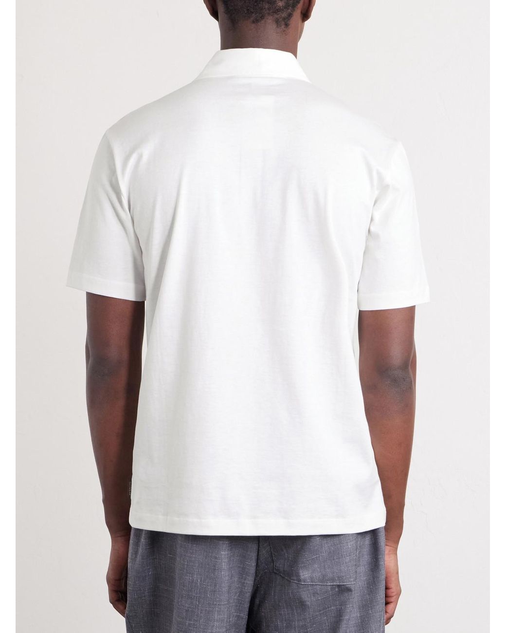 Slowear White Cotton And Silk-Blend Jersey Polo Shirt for men