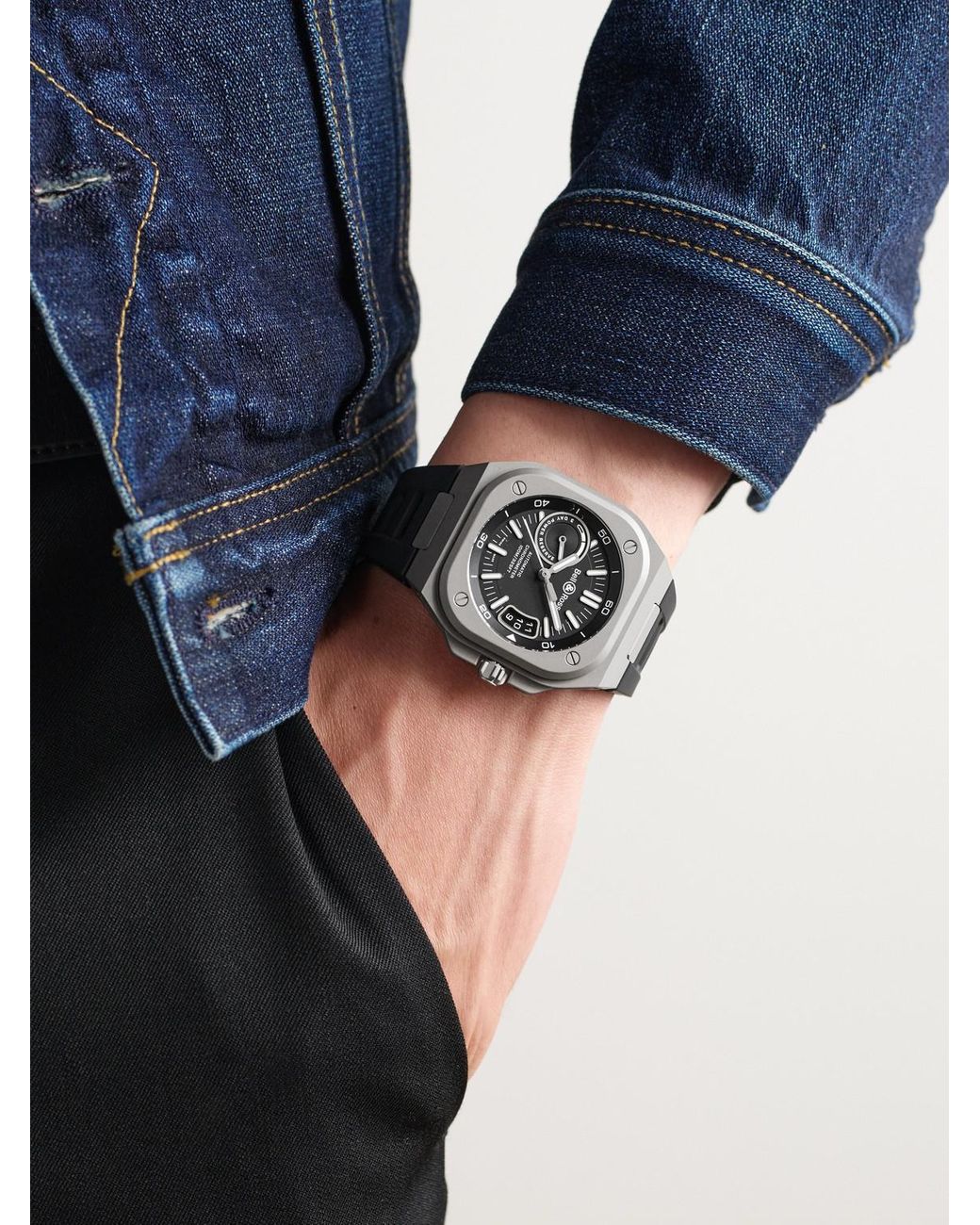 Bell & Ross Black Br-X5 Automatic Chronometer Titanium Watch, Ref. Brx5R-Bl-Ti/Srb for men