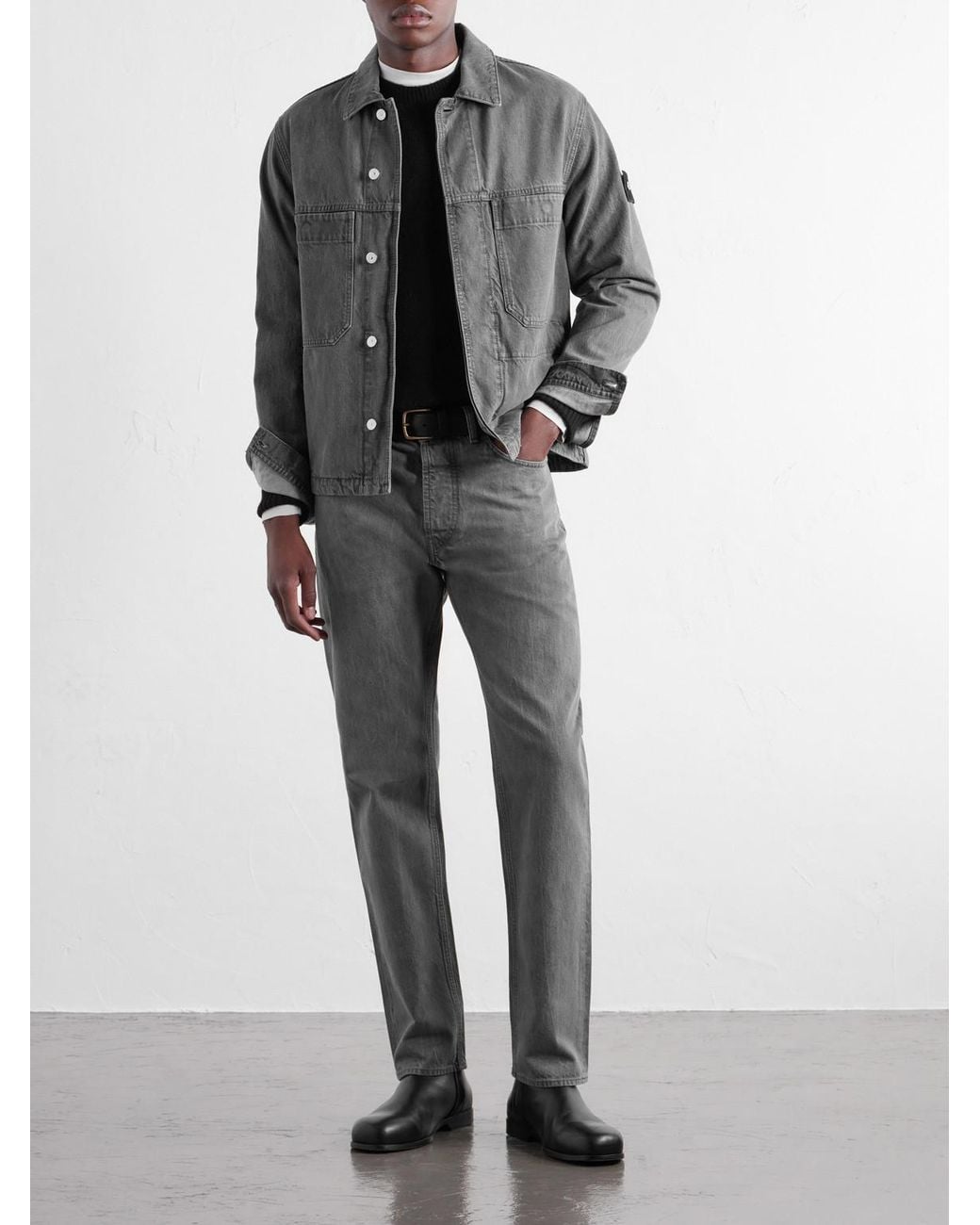 Stone Island Gray Denim Straight-leg Organic Cotton Jeans for men