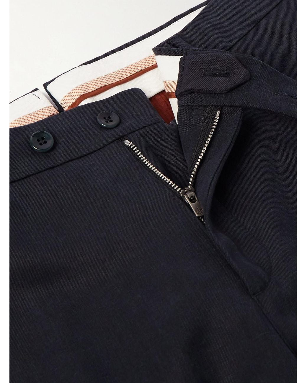 Loro Piana Blue Pantaflat Slim-Fit Straight-Leg Linen-Twill Suit Trousers for men