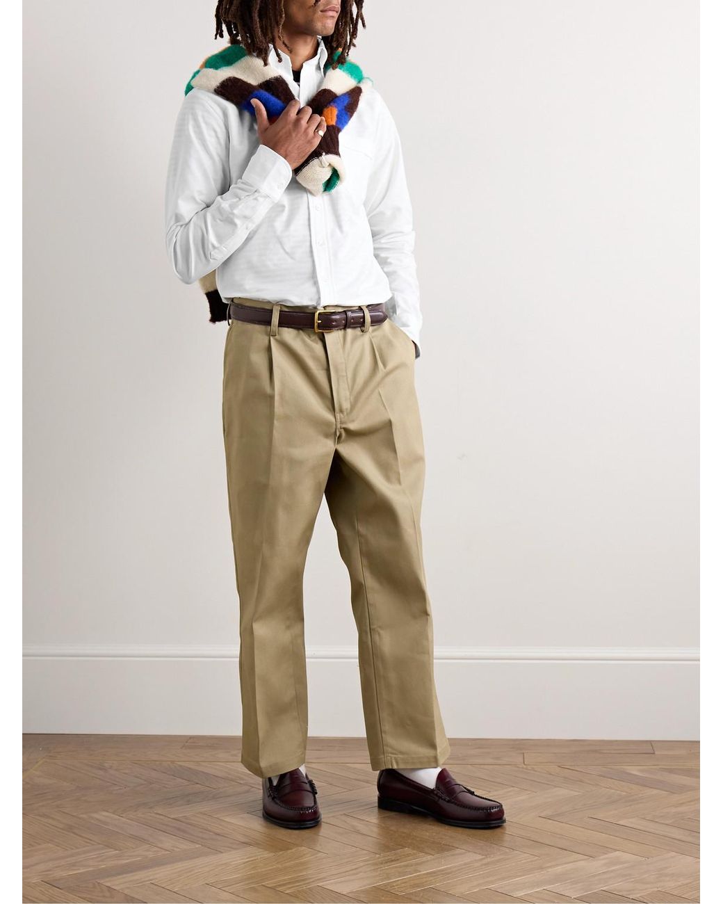 Drake's White Slim-Fit Button-Down Collar Cotton Oxford Shirt for men