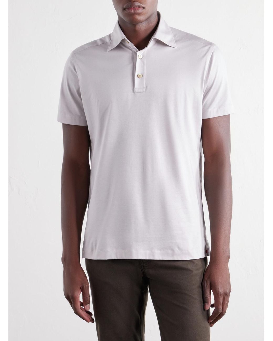 Kiton White Cotton-Jersey Polo Shirt for men