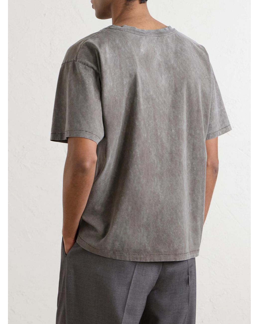 mfpen Gray Washed Cotton-jersey T-shirt for men