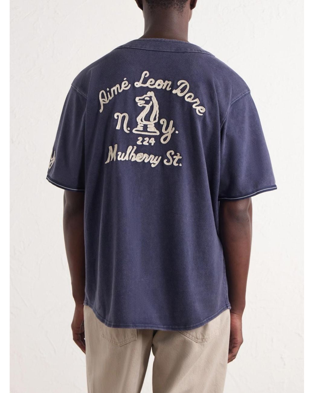 Aimé Leon Dore Blue Logo-Embroidered Cotton Shirt for men