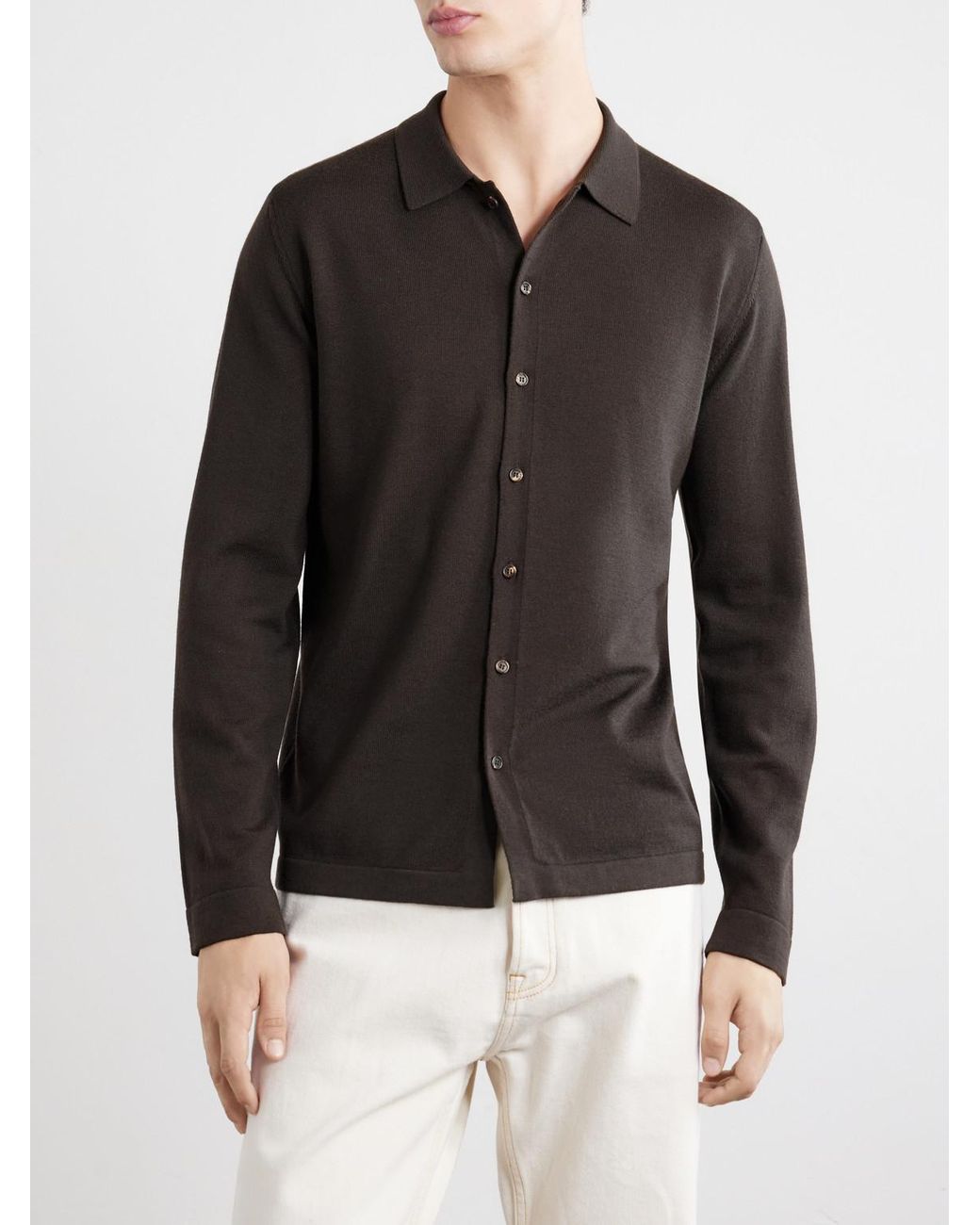 Slowear Black Zanone Knitted Virgin Wool Shirt for men