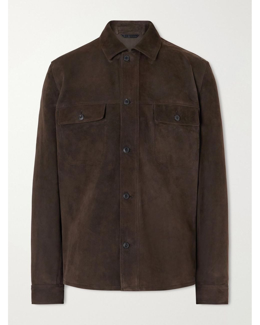 Sunspel Brown Suede Overshirt for men