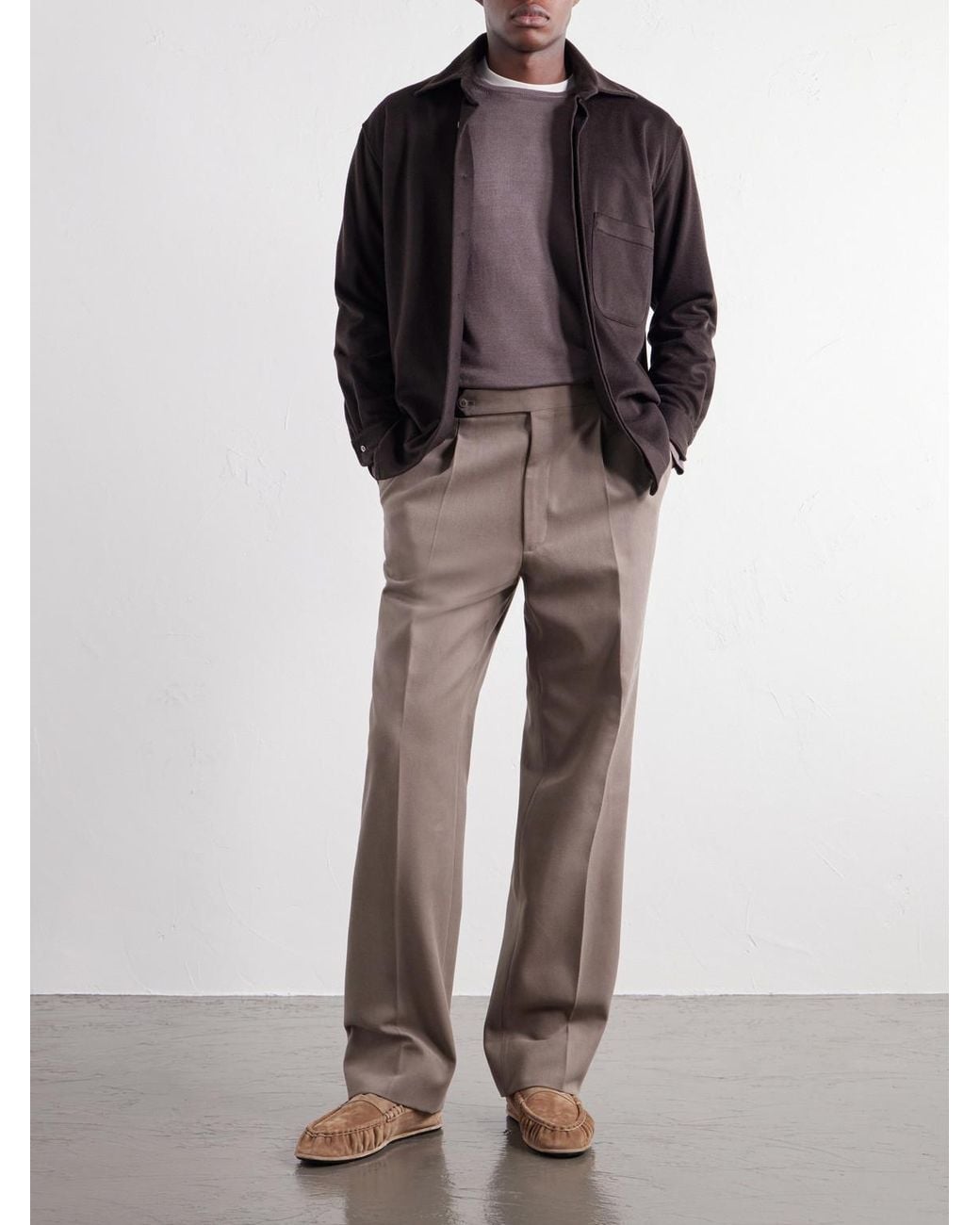 STÒFFA Brown Wool And Silk-Blend T-Shirt for men
