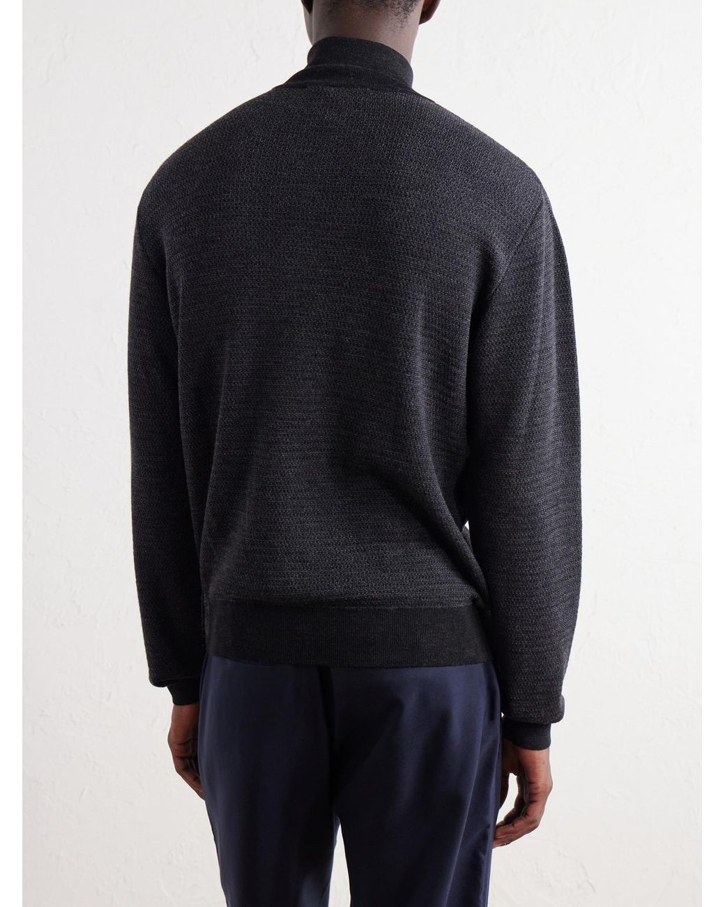 Frescobol Carioca Blue Heitor Merino Wool Half-Zip Sweater for men
