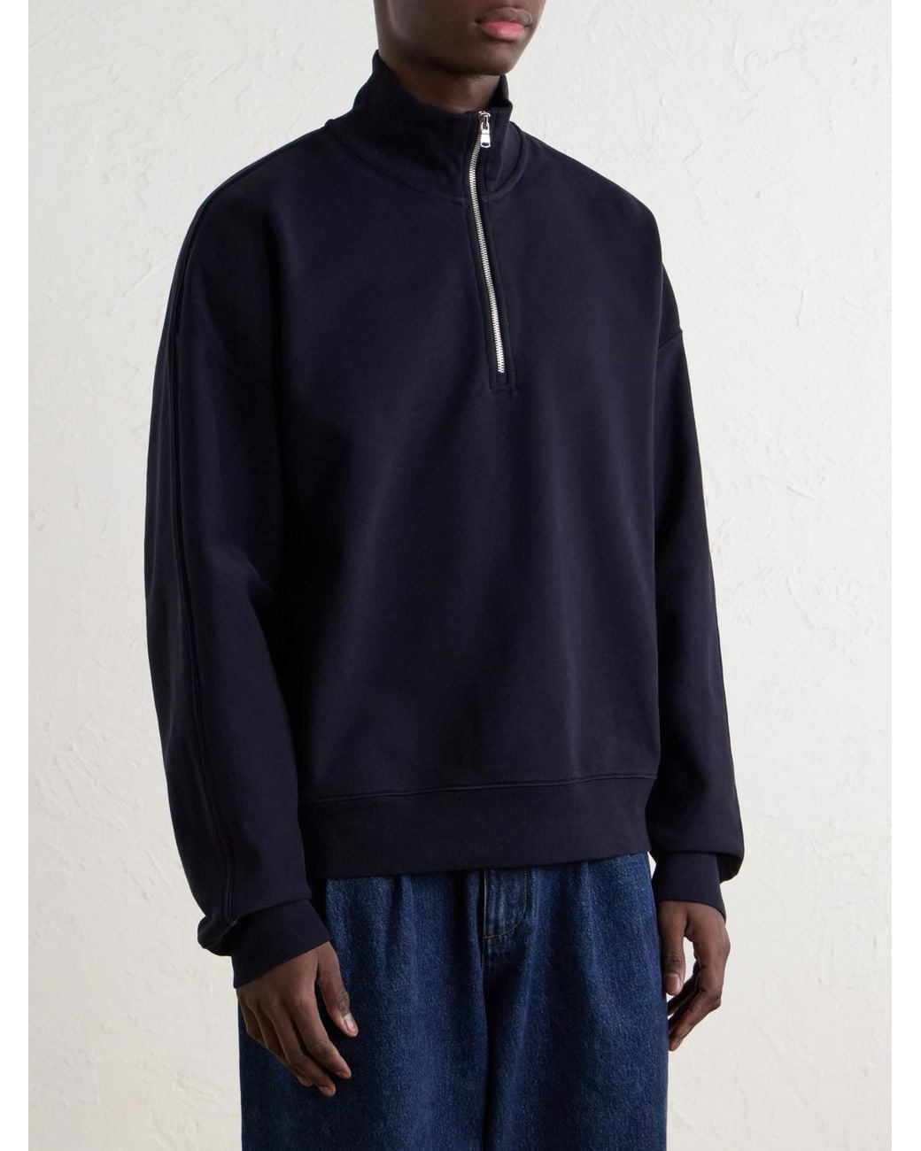 Agolde Blue Idris Cotton-Jersey Half-Zip Sweatshirt for men