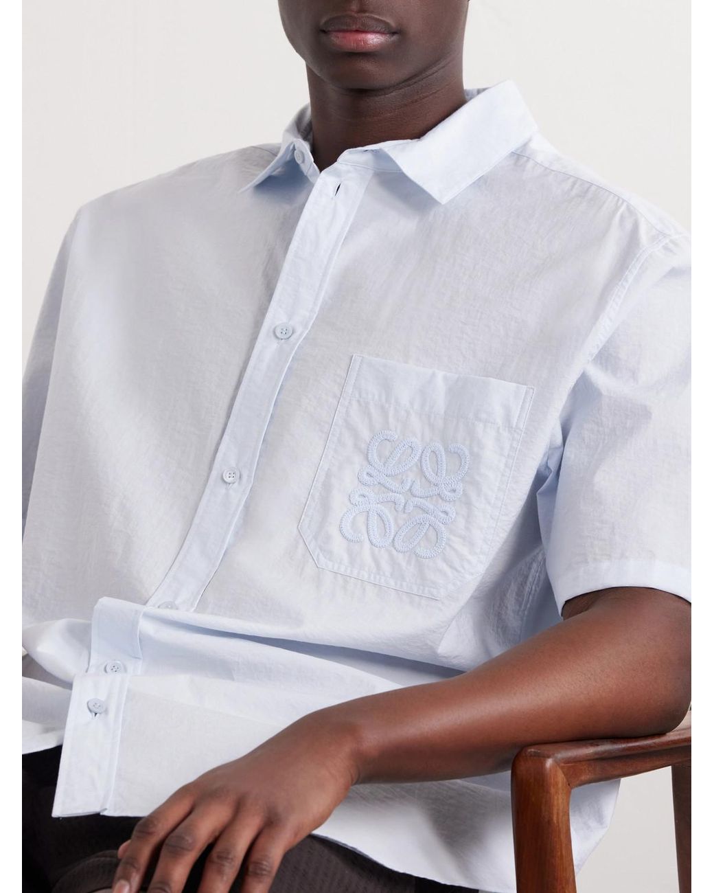 Loewe White Paula's Ibiza Logo-Embroidered Cotton-Blend Shirt for men