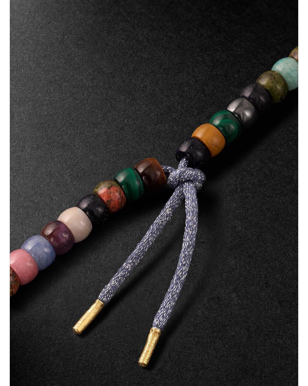 Carolina Bucci Black Moonbow 18-karat Gold Multi-stone Beaded Necklace for men