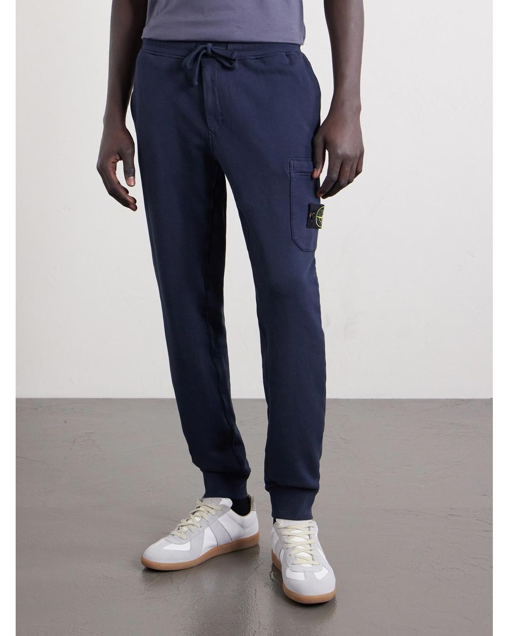 Stone Island Blue Tapered Organic Cotton-Jersey Sweatpants for men