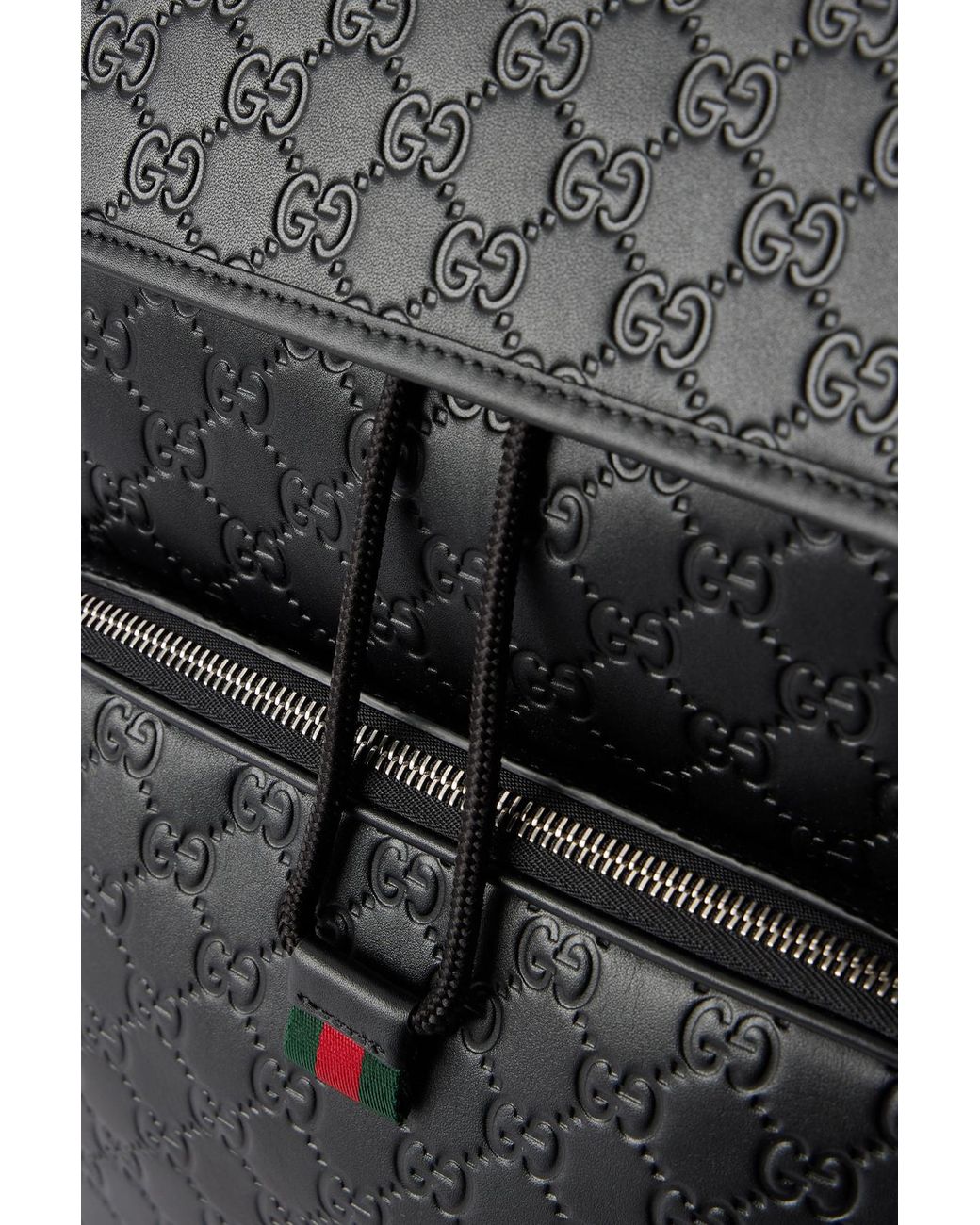 Gucci Black Arabella Logo-Debossed Leather Backpack for men