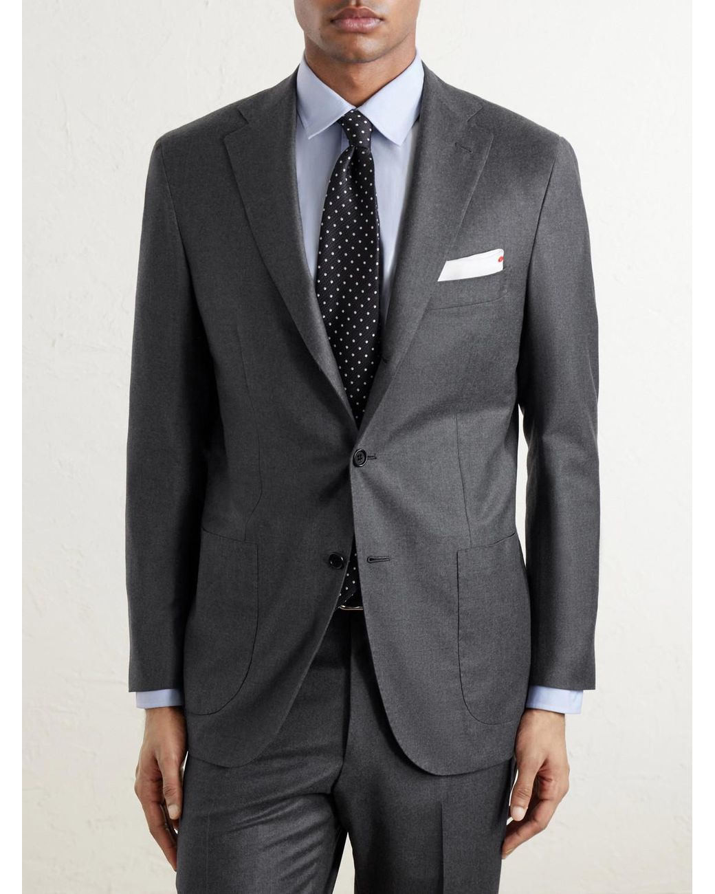 Kiton Gray Brushed Wool Suit Jacket for men