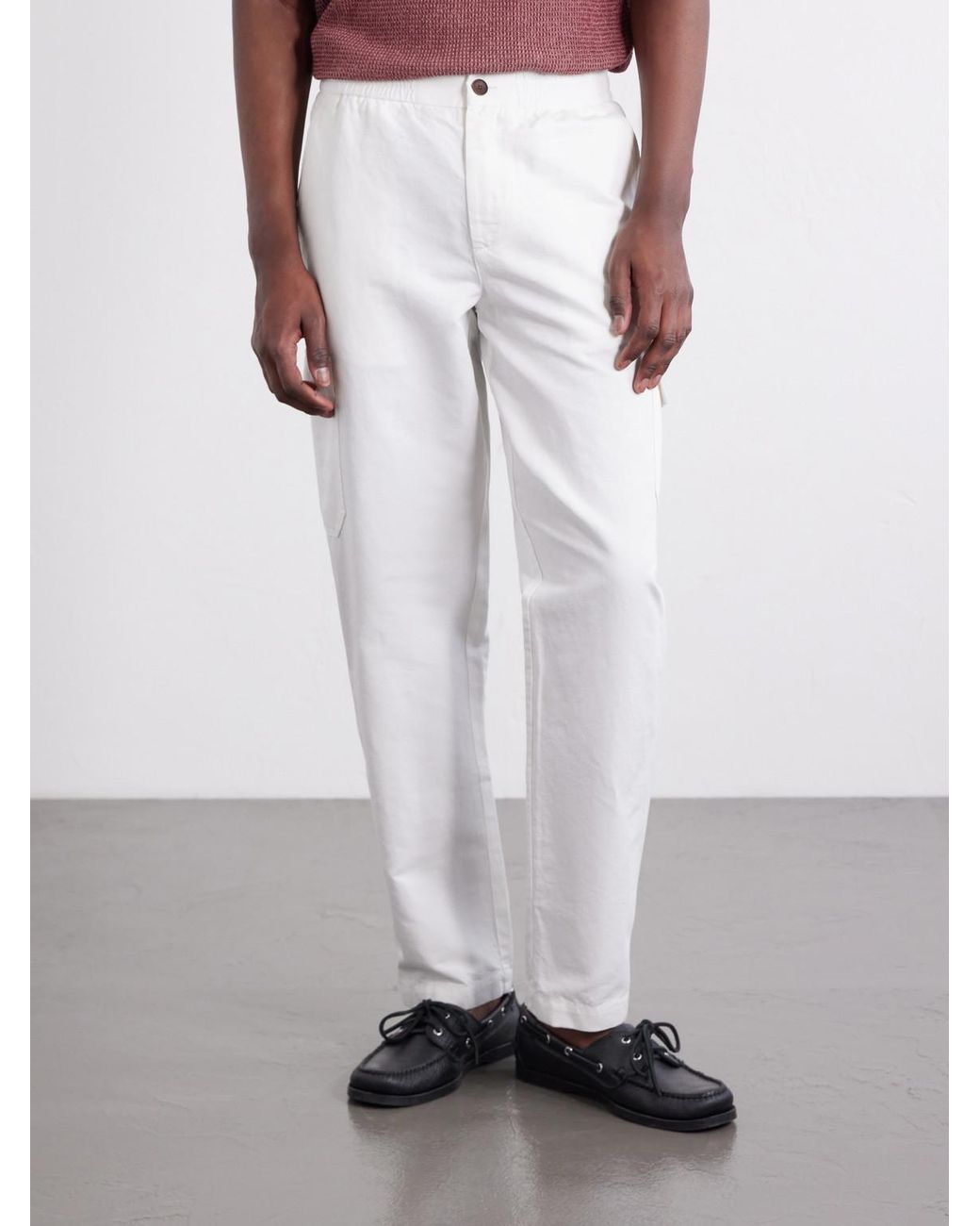 Mr P. White Tapered Cotton And Linen-Blend Trousers for men