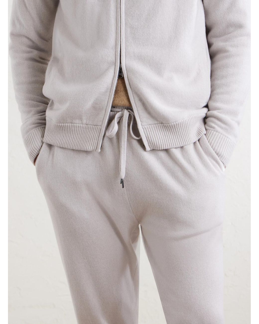 Derek Rose White Finley Cashmere Drawstring Sweatpants for men
