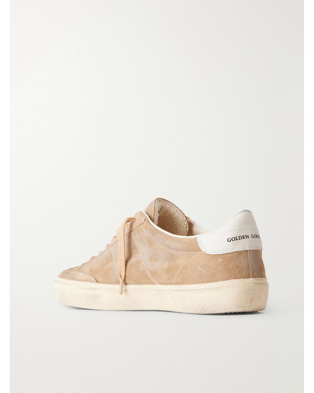 Golden Goose Deluxe Brand Natural Super-Star Distressed Leather-Trimmed Suede Sneakers for men
