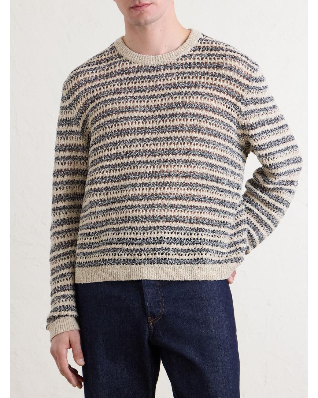 Aimé Leon Dore Multicolor Striped Open-Knit Cotton-Blend Sweater for men