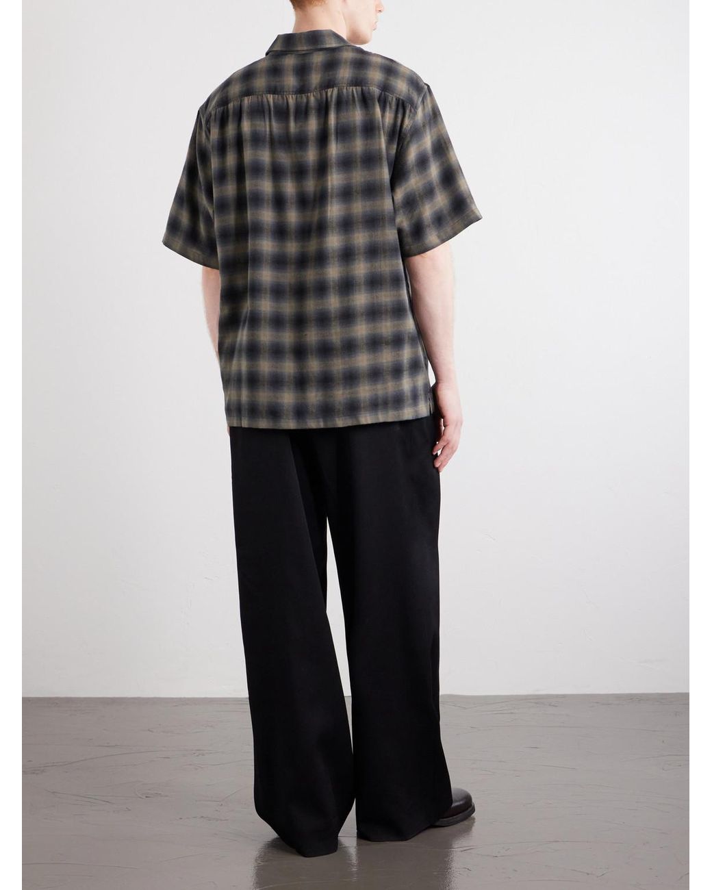 Our Legacy Gray Checked Cotton And Wool-blend Shirt for men