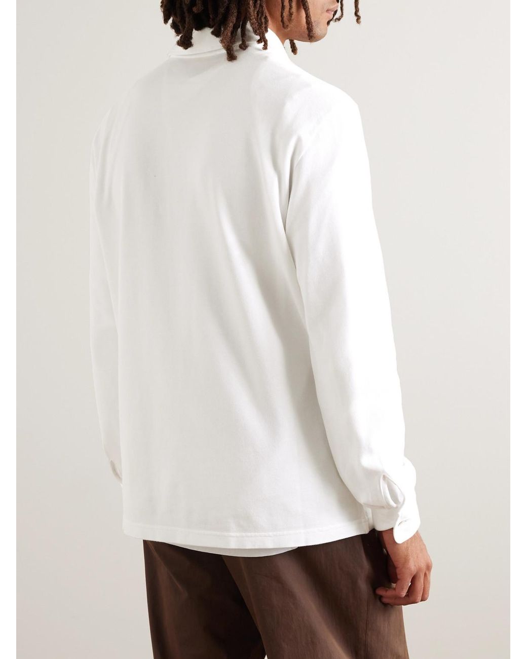 Loro Piana White Cotton-Piqué Polo Shirt for men